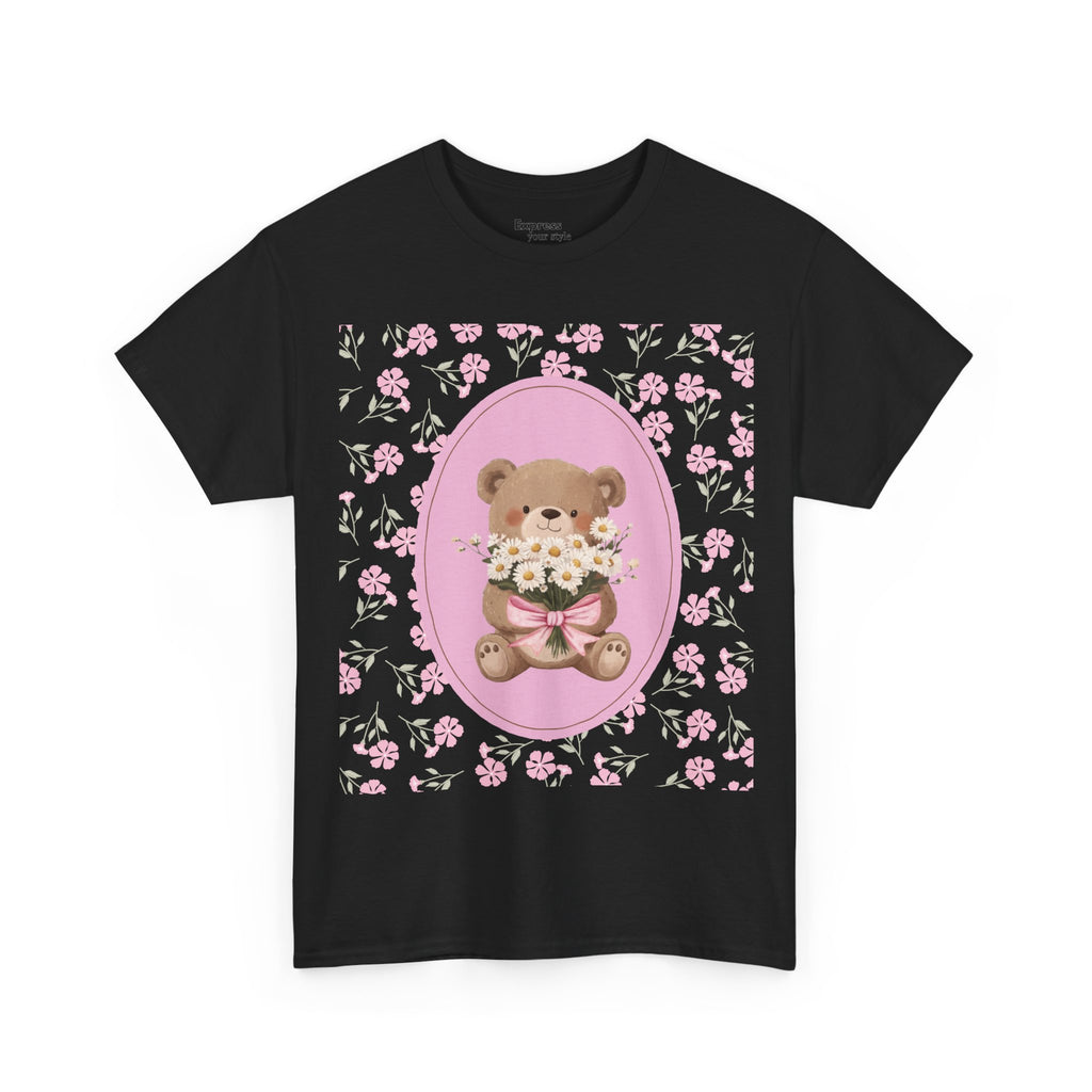 Cute Teddy Bear Bouquet Tee — Pink Floral Baby Shower & New Mom Gift T-Shirt