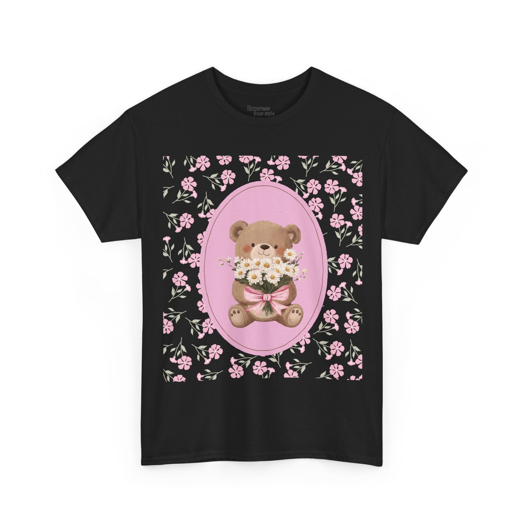 Cute Teddy Bear Bouquet Tee — Pink Floral Baby Shower & New Mom Gift T-Shirt