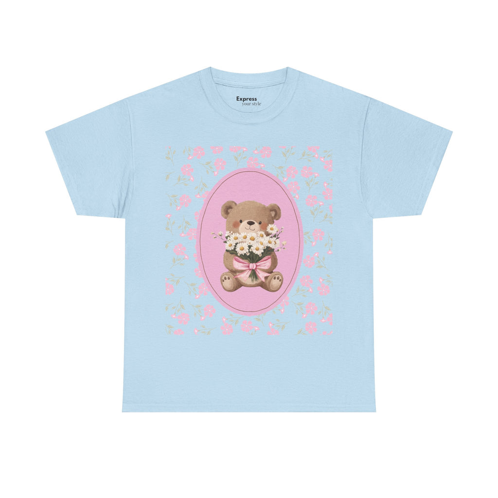Cute Teddy Bear Bouquet Tee — Pink Floral Baby Shower & New Mom Gift T-Shirt