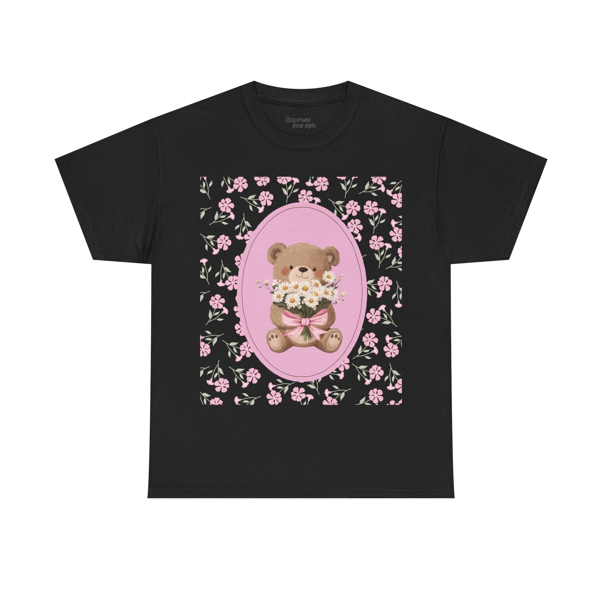 Cute Teddy Bear Bouquet Tee — Pink Floral Baby Shower & New Mom Gift T-Shirt