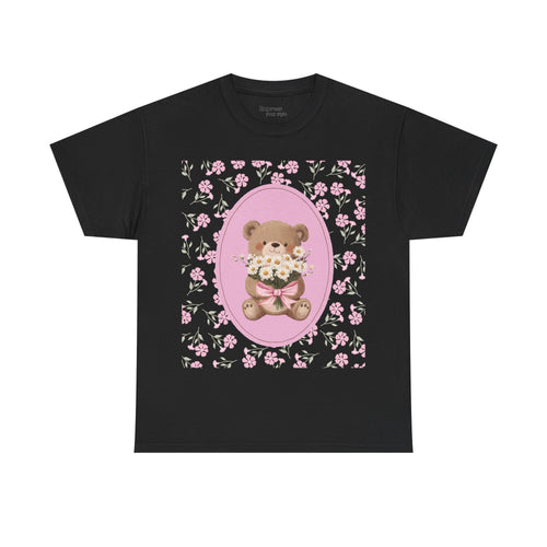 Cute Teddy Bear Bouquet Tee — Pink Floral Baby Shower & New Mom Gift T-Shirt