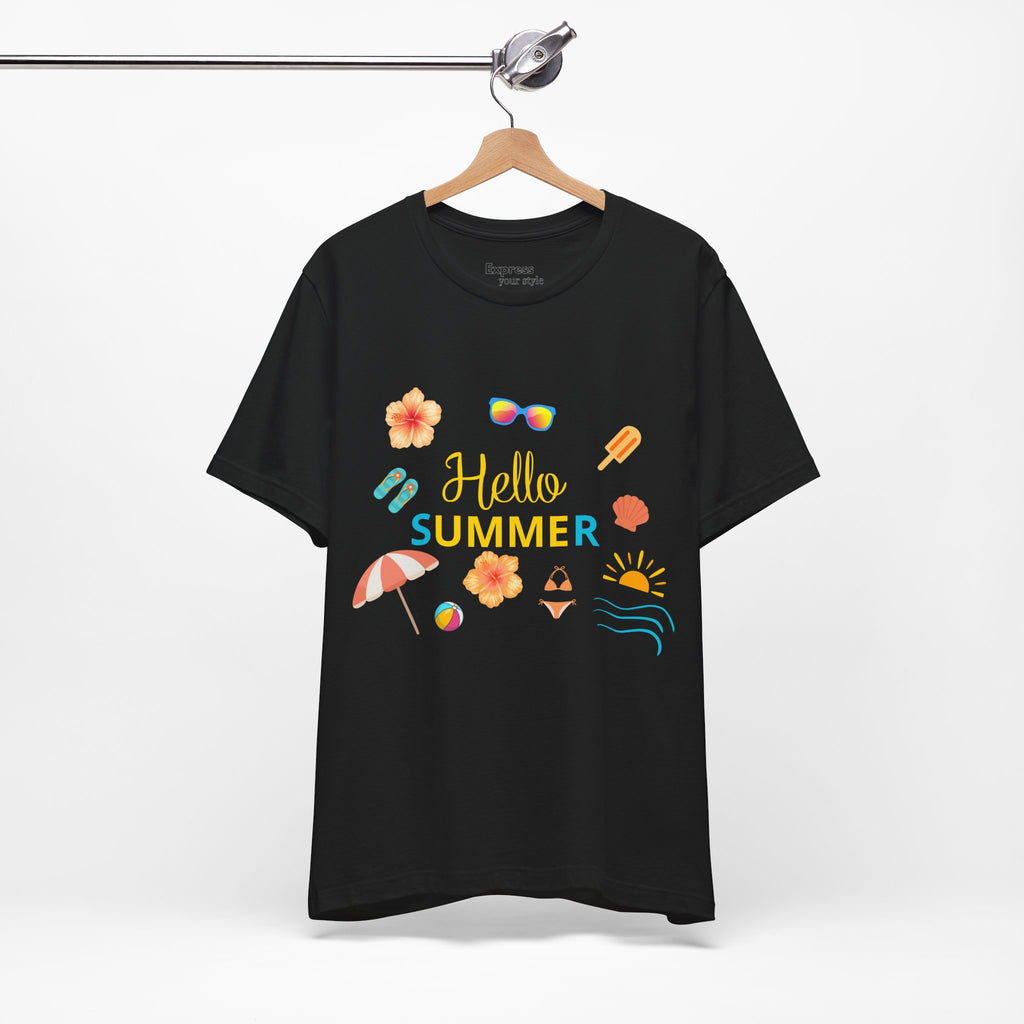 Hello Summer Graphic Tee – Beach Icons T‑Shirt