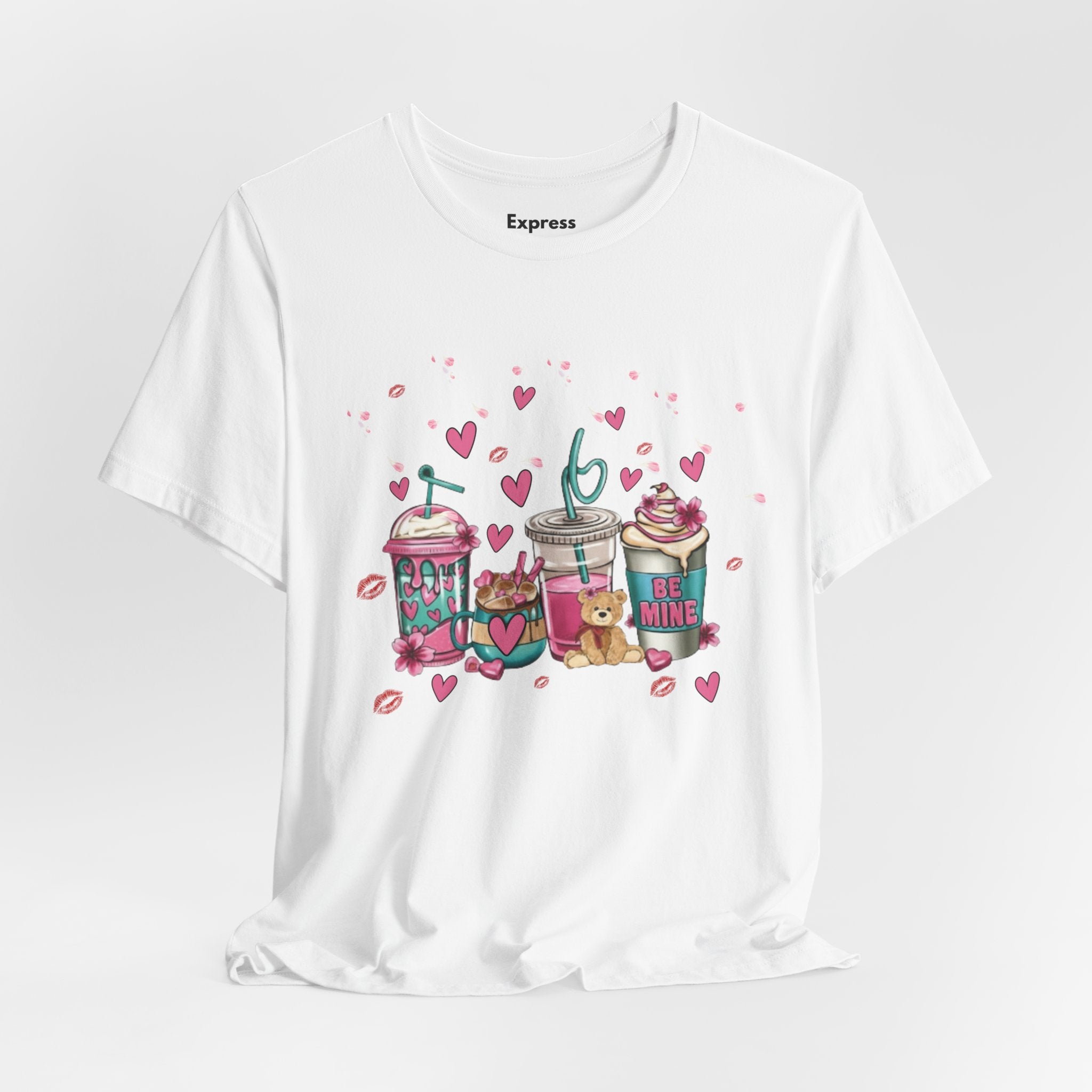 Valentine Sweets Graphic Tee — Cute Dessert Drinks "Be Mine" T‑Shirt