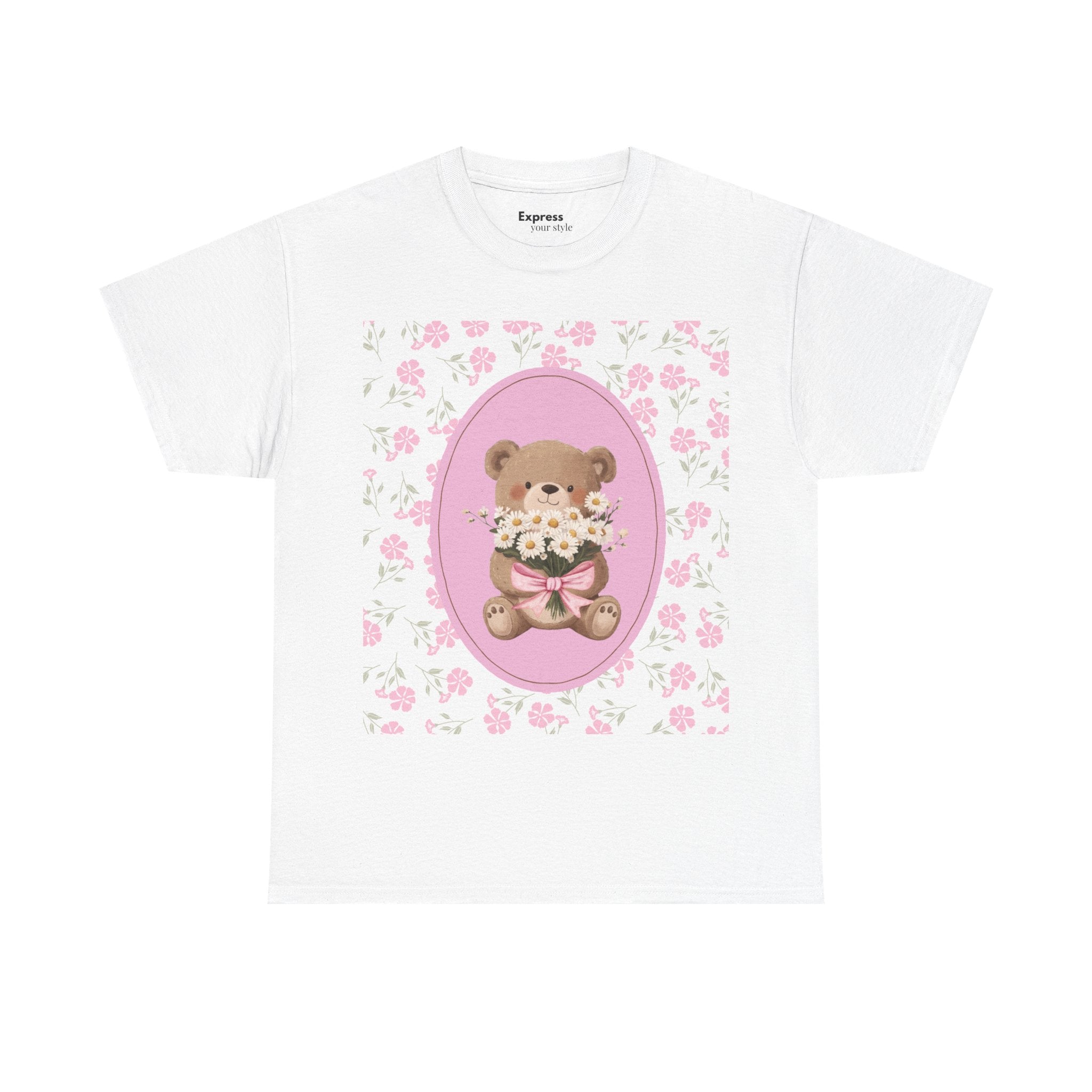 Cute Teddy Bear Bouquet Tee — Pink Floral Baby Shower & New Mom Gift T-Shirt