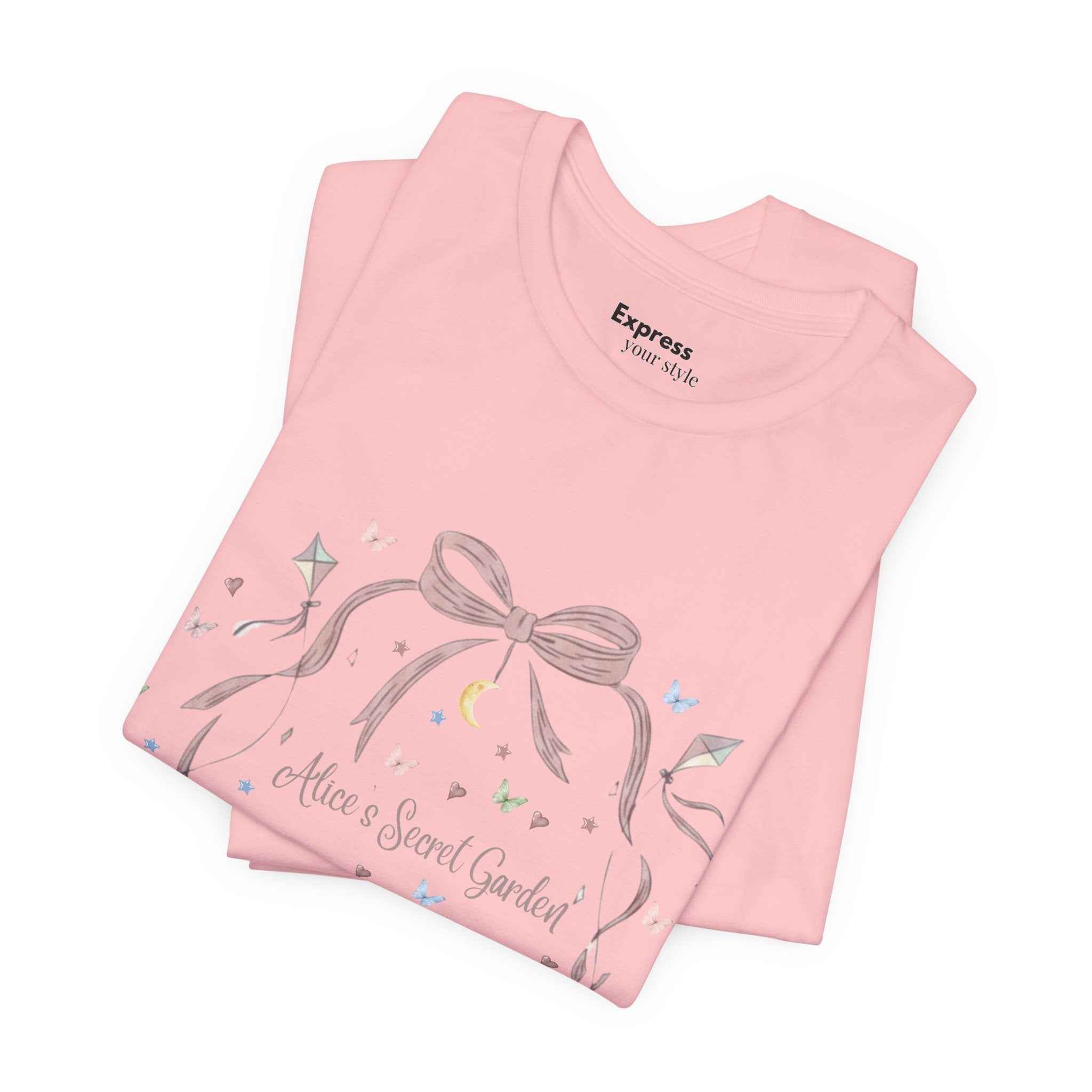 Cute Pastel Teddy Garden T‑Shirt — "Alice in Sweet Garden" Cute Vintage Teacup & Clock Design