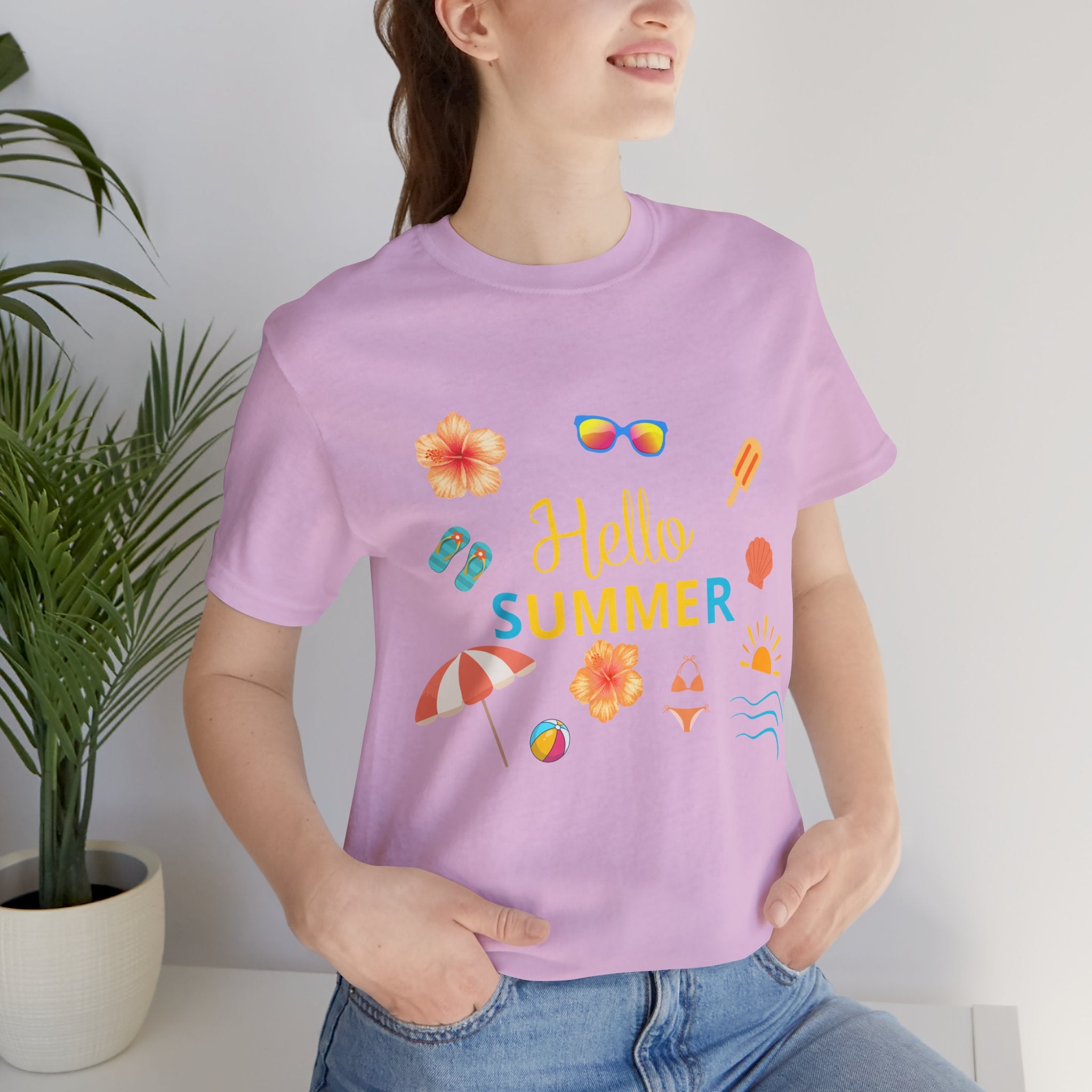 Hello Summer Graphic Tee – Beach Icons T‑Shirt