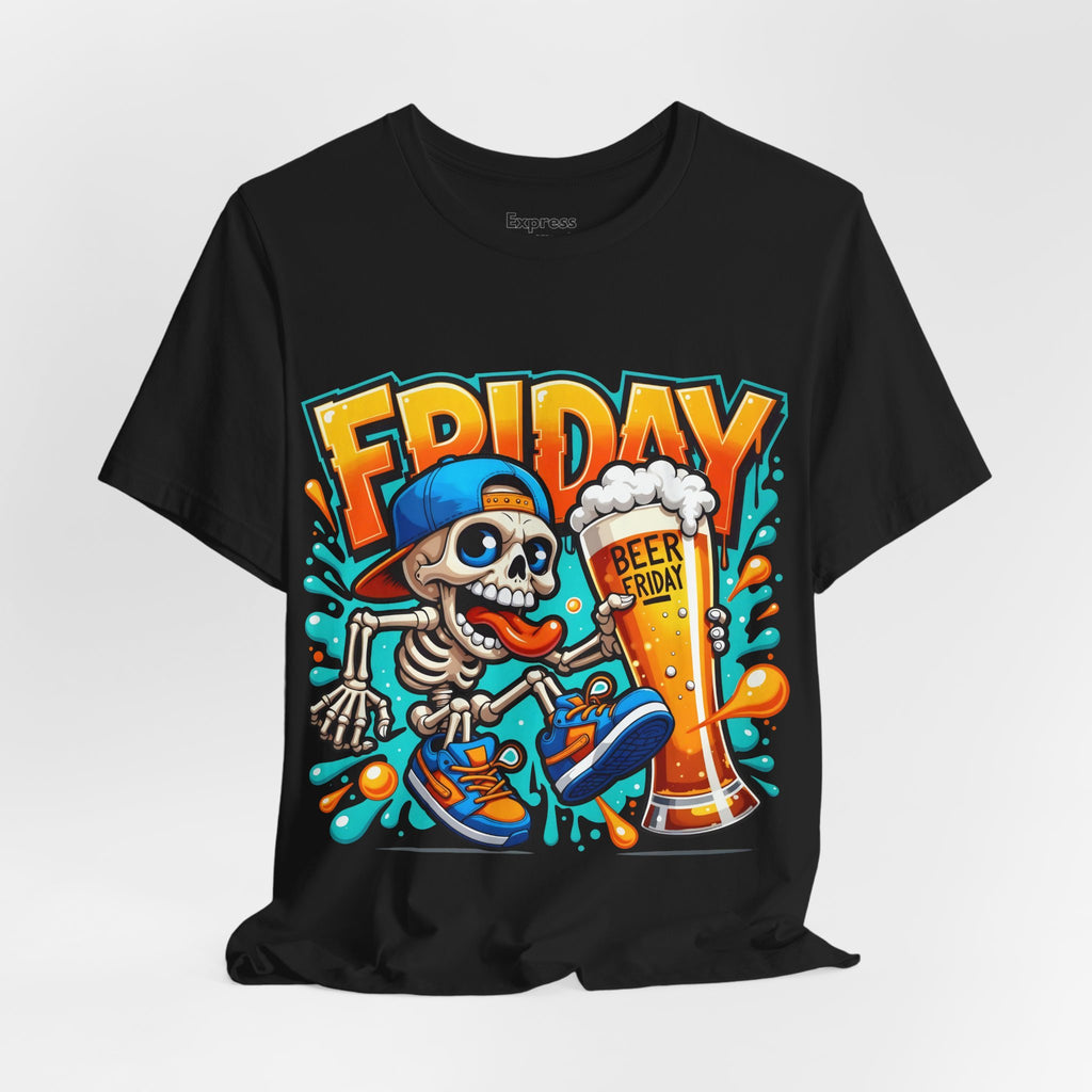 Friday Beer Skeleton Tee – Funny Weekend Drinking T-Shirt