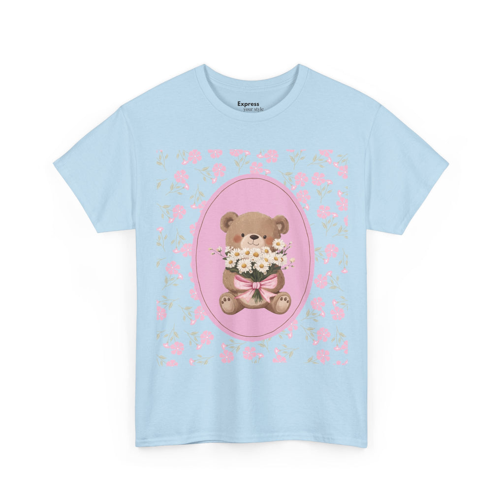 Cute Teddy Bear Bouquet Tee — Pink Floral Baby Shower & New Mom Gift T-Shirt