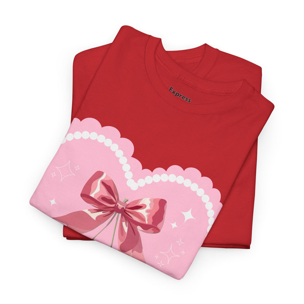 Pink Heart Cherry Graphic Tee — Cute Kawaii Valentine Shirt