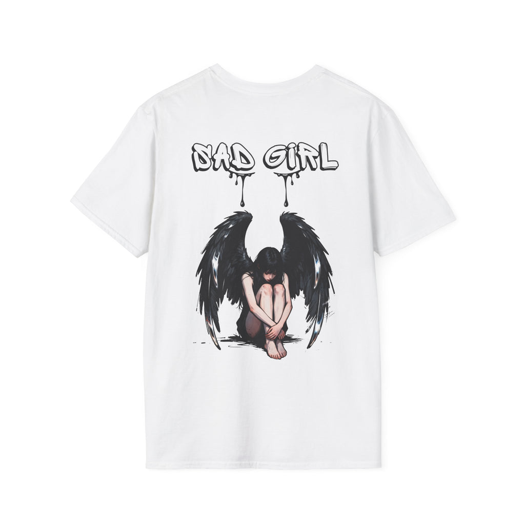 T-Shirt — 'sad Girl' Drip Script Chest Graphic, Casual Streetwear Tee