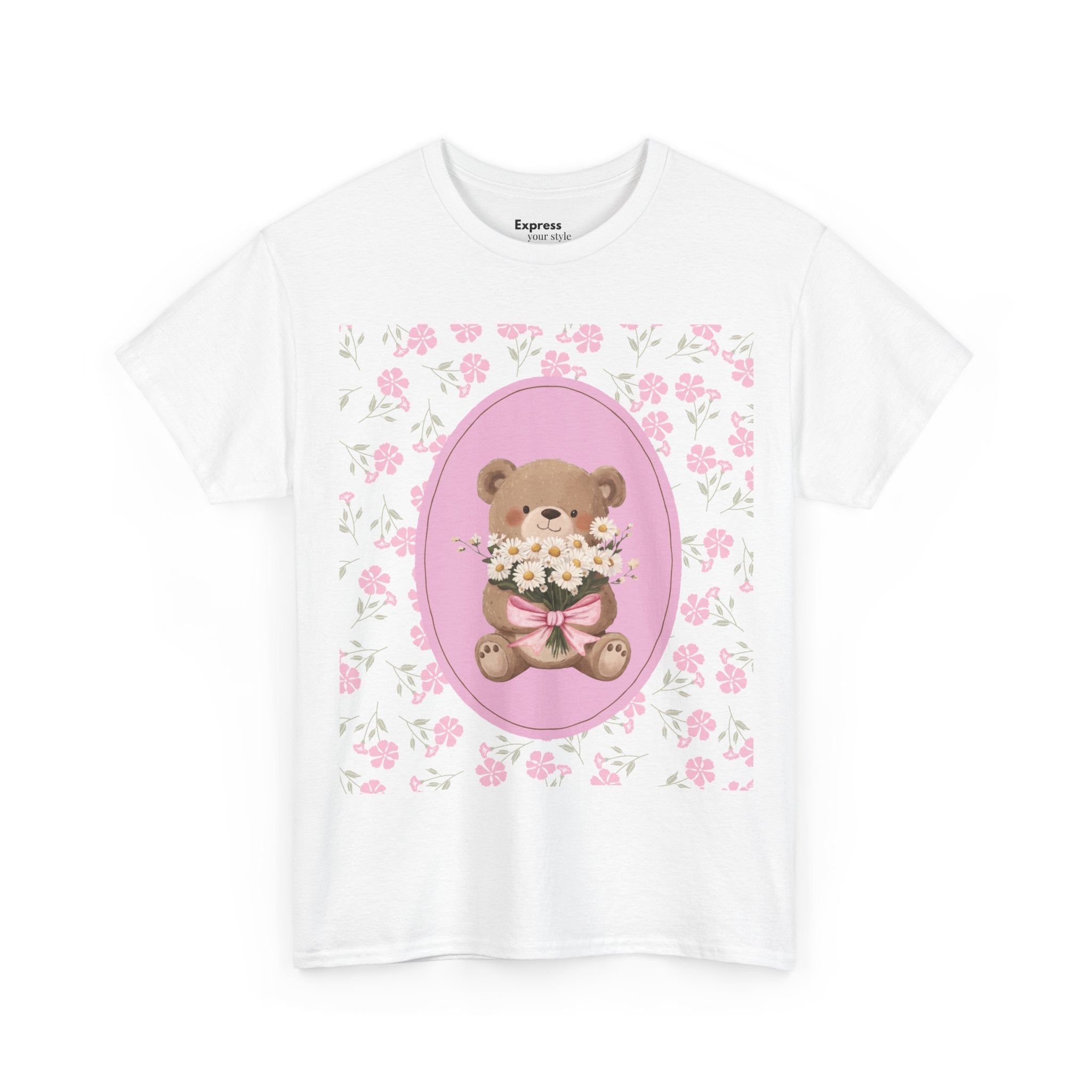 Cute Teddy Bear Bouquet Tee — Pink Floral Baby Shower & New Mom Gift T-Shirt