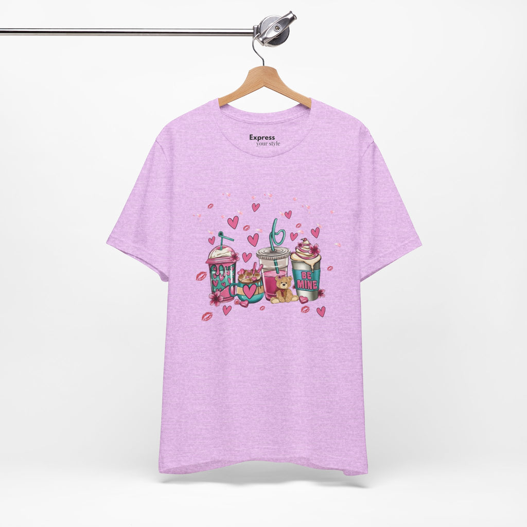 Valentine Sweets Graphic Tee — Cute Dessert Drinks "Be Mine" T‑Shirt