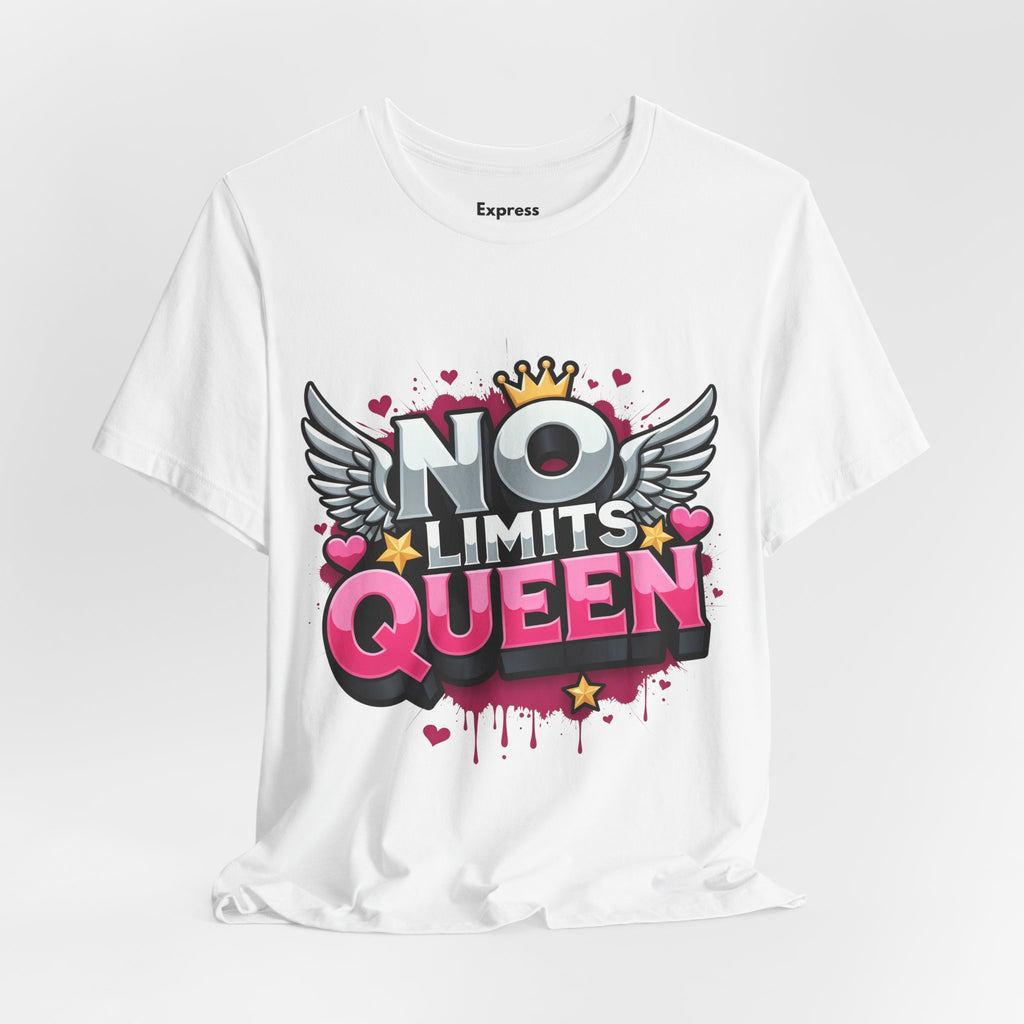 No Limits Queen Graphic Tee — Empowering Pink Crown Winged T-Shirt