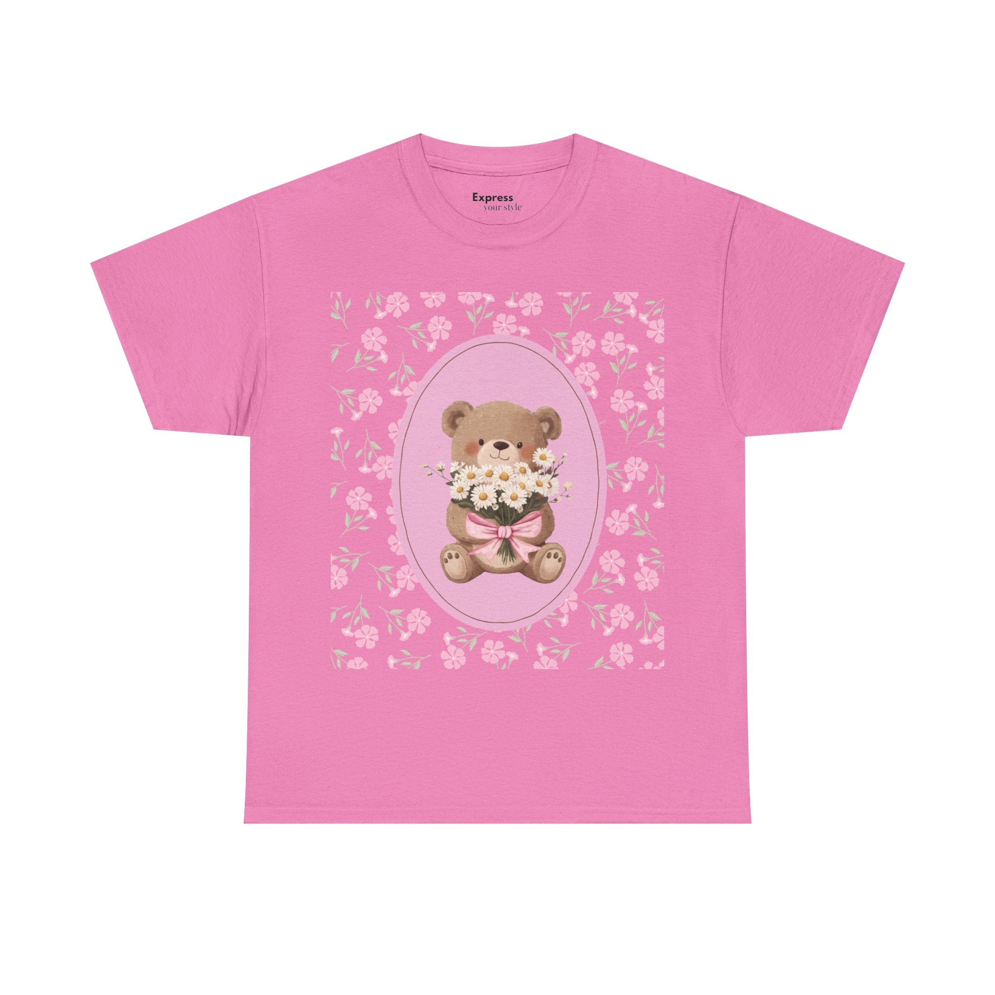 Cute Teddy Bear Bouquet Tee — Pink Floral Baby Shower & New Mom Gift T-Shirt