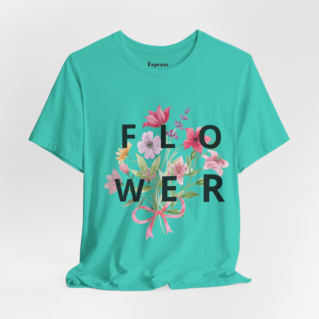 Flower Bouquet Tee — Floral ‘FLOWER’ Graphic T‑Shirt