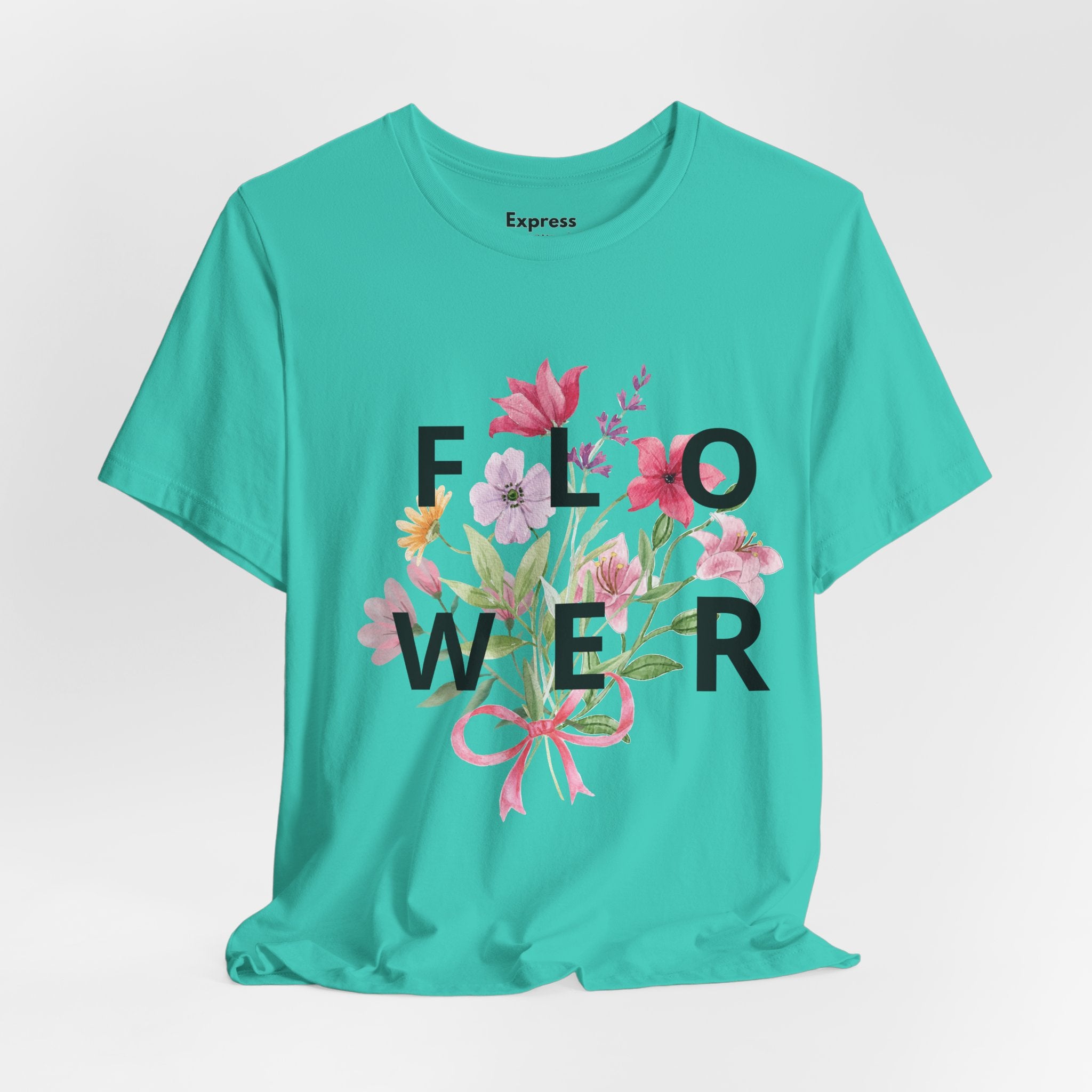 Flower Bouquet Tee — Floral ‘FLOWER’ Graphic T‑Shirt