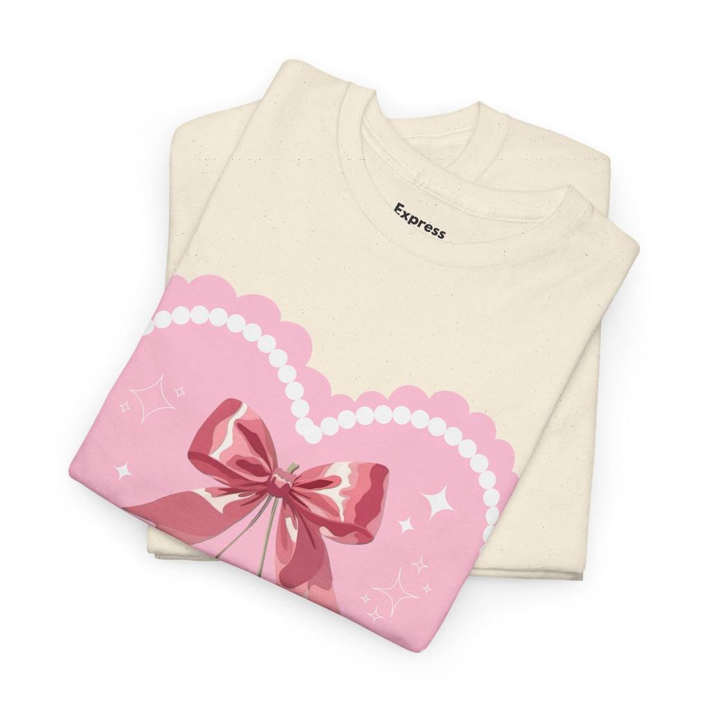 Pink Heart Cherry Graphic Tee — Cute Kawaii Valentine Shirt
