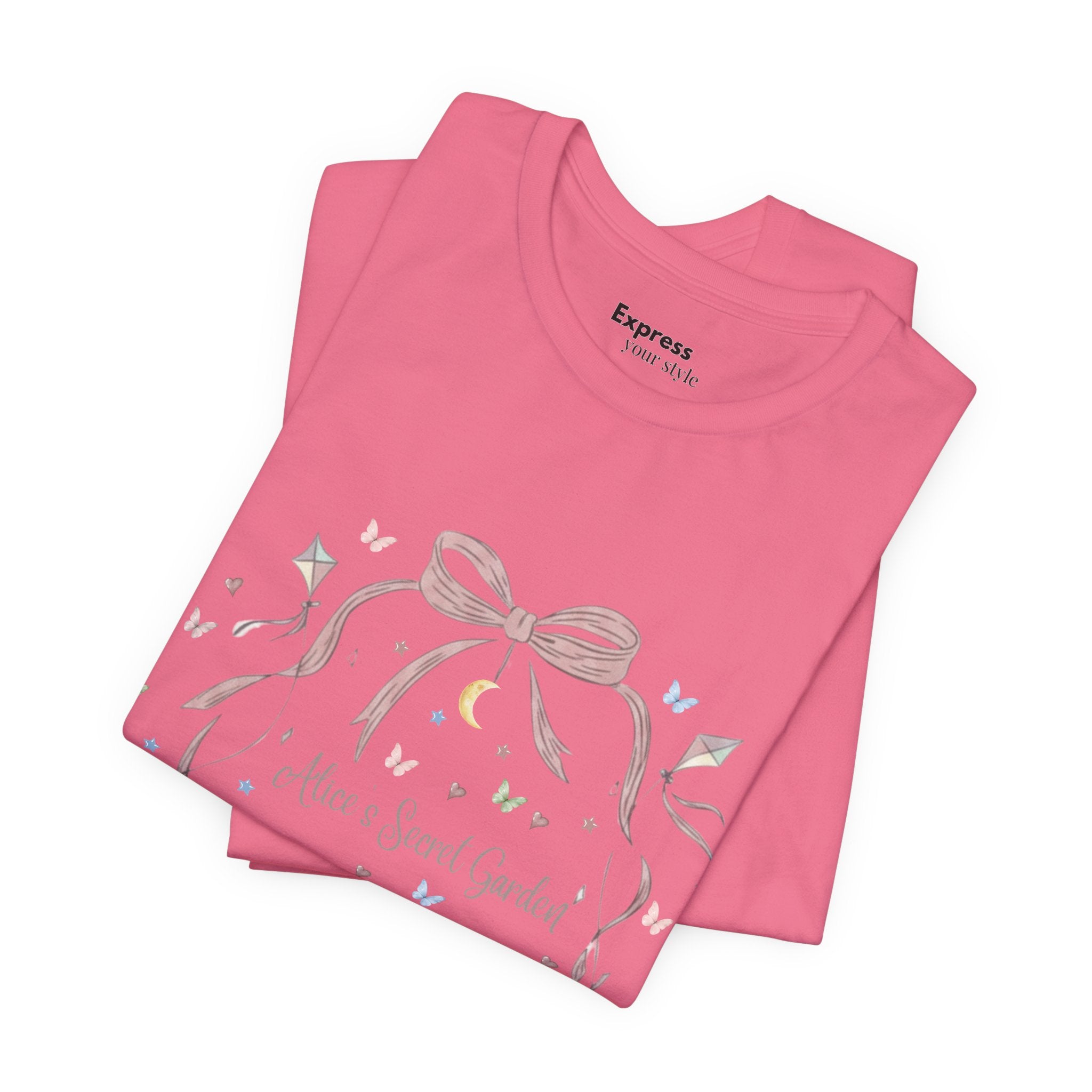 Cute Pastel Teddy Garden T‑Shirt — "Alice in Sweet Garden" Cute Vintage Teacup & Clock Design