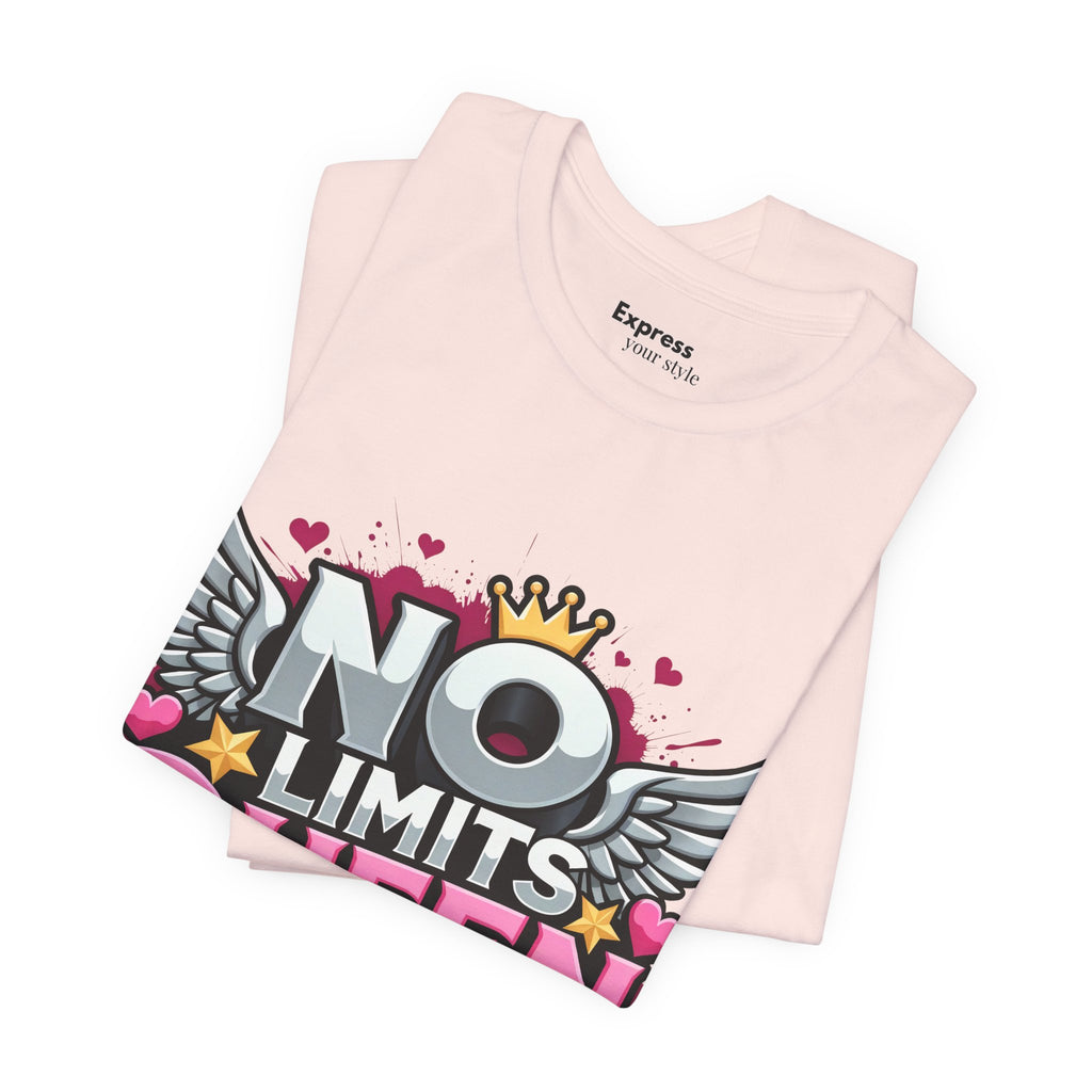 No Limits Queen Graphic Tee — Empowering Pink Crown Winged T-Shirt