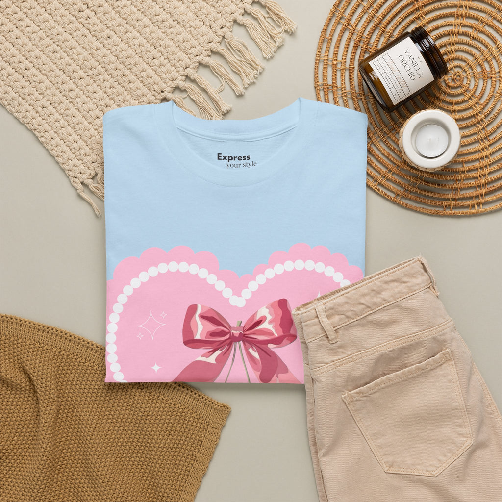 Pink Heart Cherry Graphic Tee — Cute Kawaii Valentine Shirt