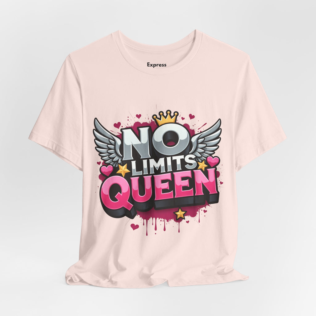 No Limits Queen Graphic Tee — Empowering Pink Crown Winged T-Shirt