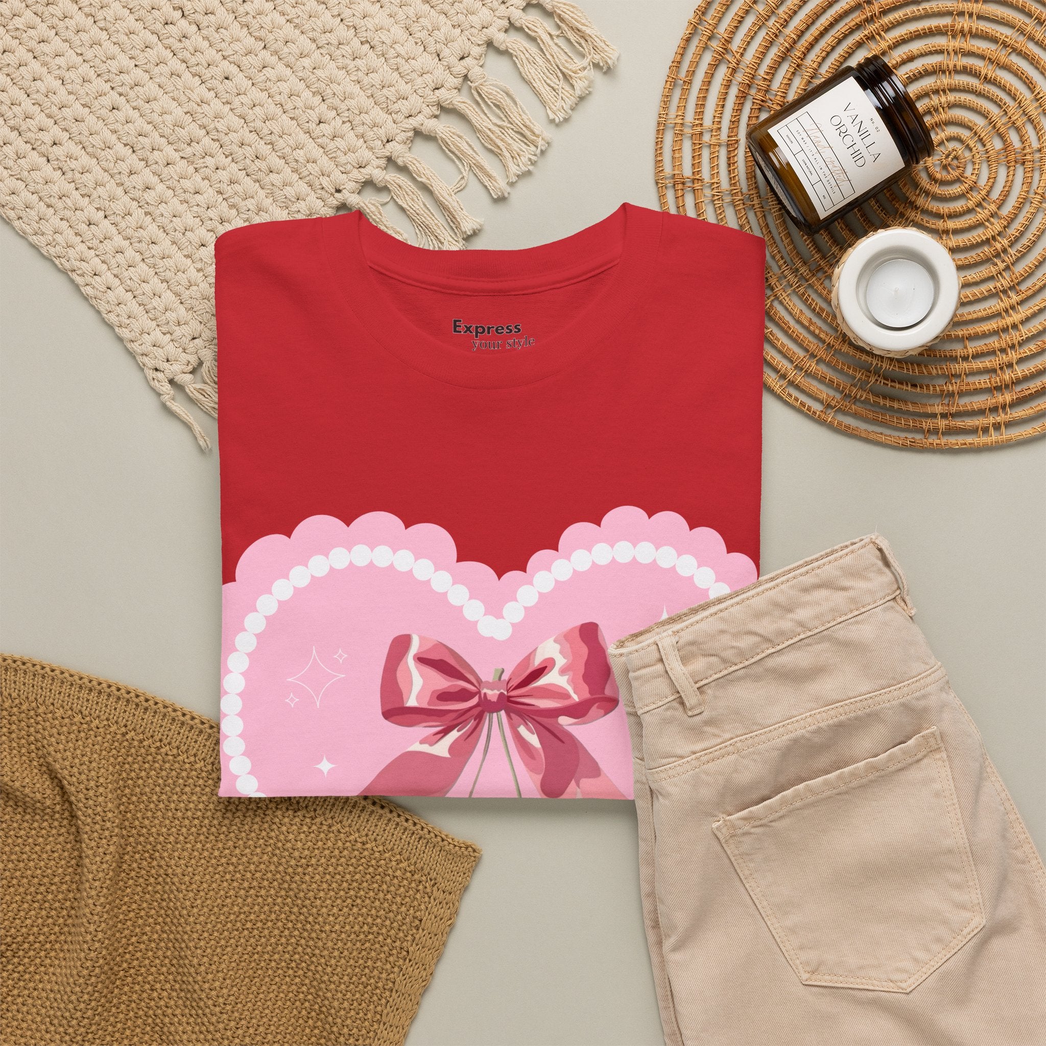 Pink Heart Cherry Graphic Tee — Cute Kawaii Valentine Shirt