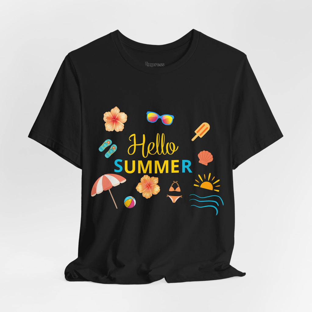 Hello Summer Graphic Tee – Beach Icons T‑Shirt
