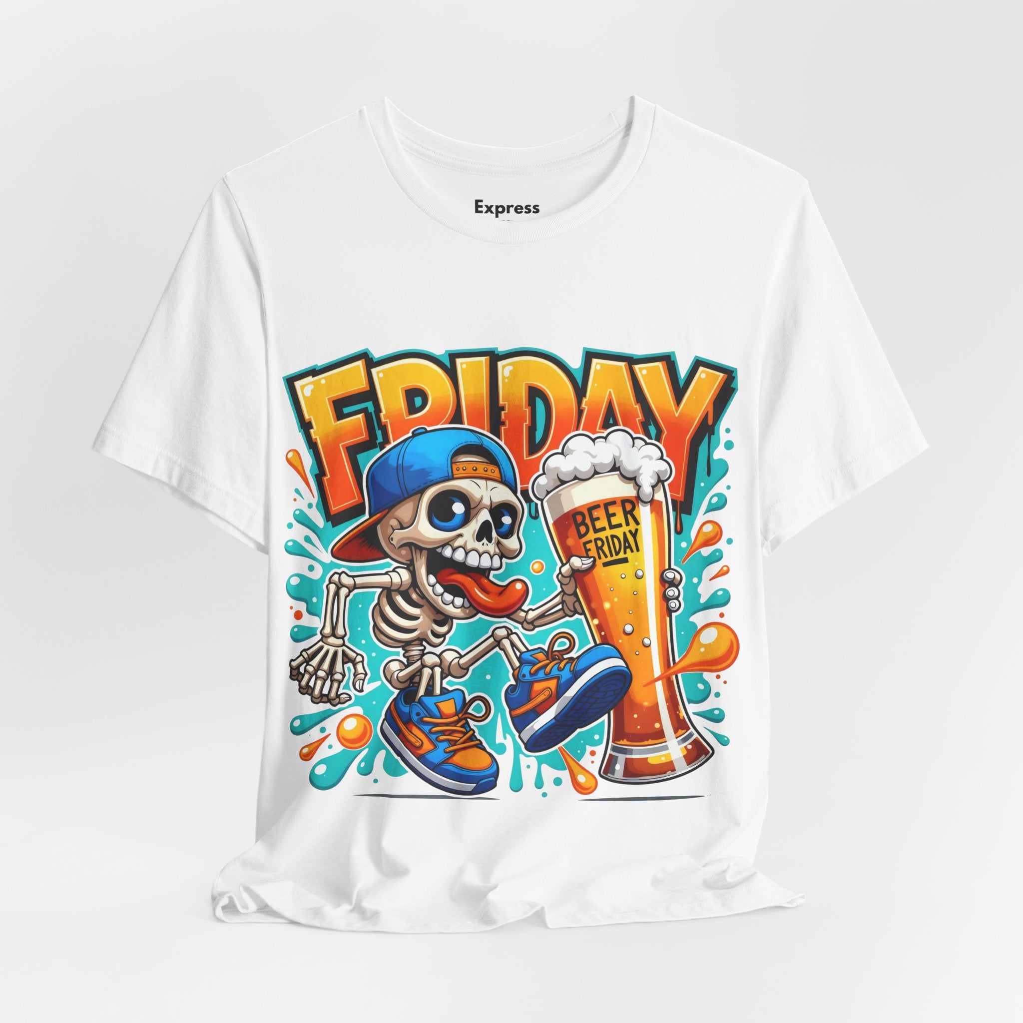 Friday Beer Skeleton Tee – Funny Weekend Drinking T-Shirt