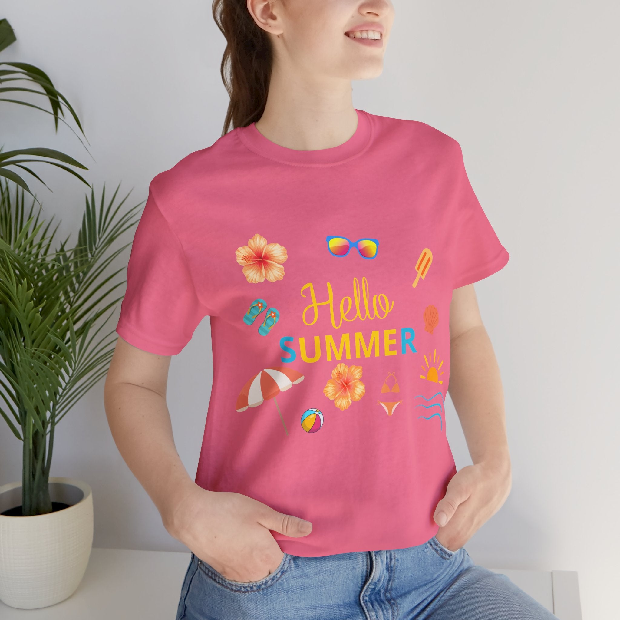 Hello Summer Graphic Tee – Beach Icons T‑Shirt