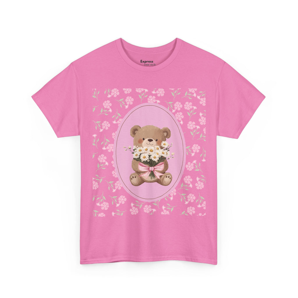 Cute Teddy Bear Bouquet Tee — Pink Floral Baby Shower & New Mom Gift T-Shirt