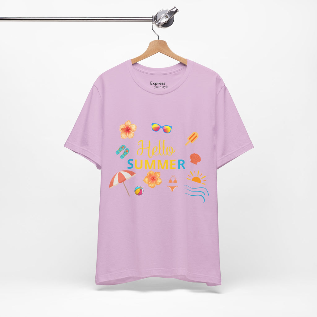 Hello Summer Graphic Tee – Beach Icons T‑Shirt