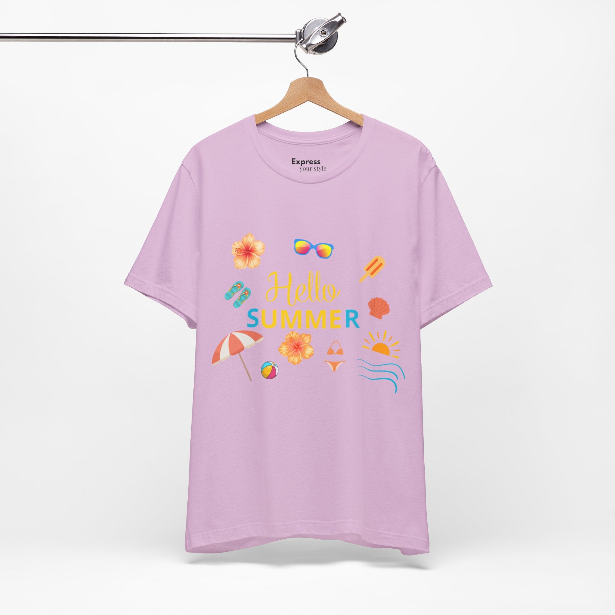 Hello Summer Graphic Tee – Beach Icons T‑Shirt