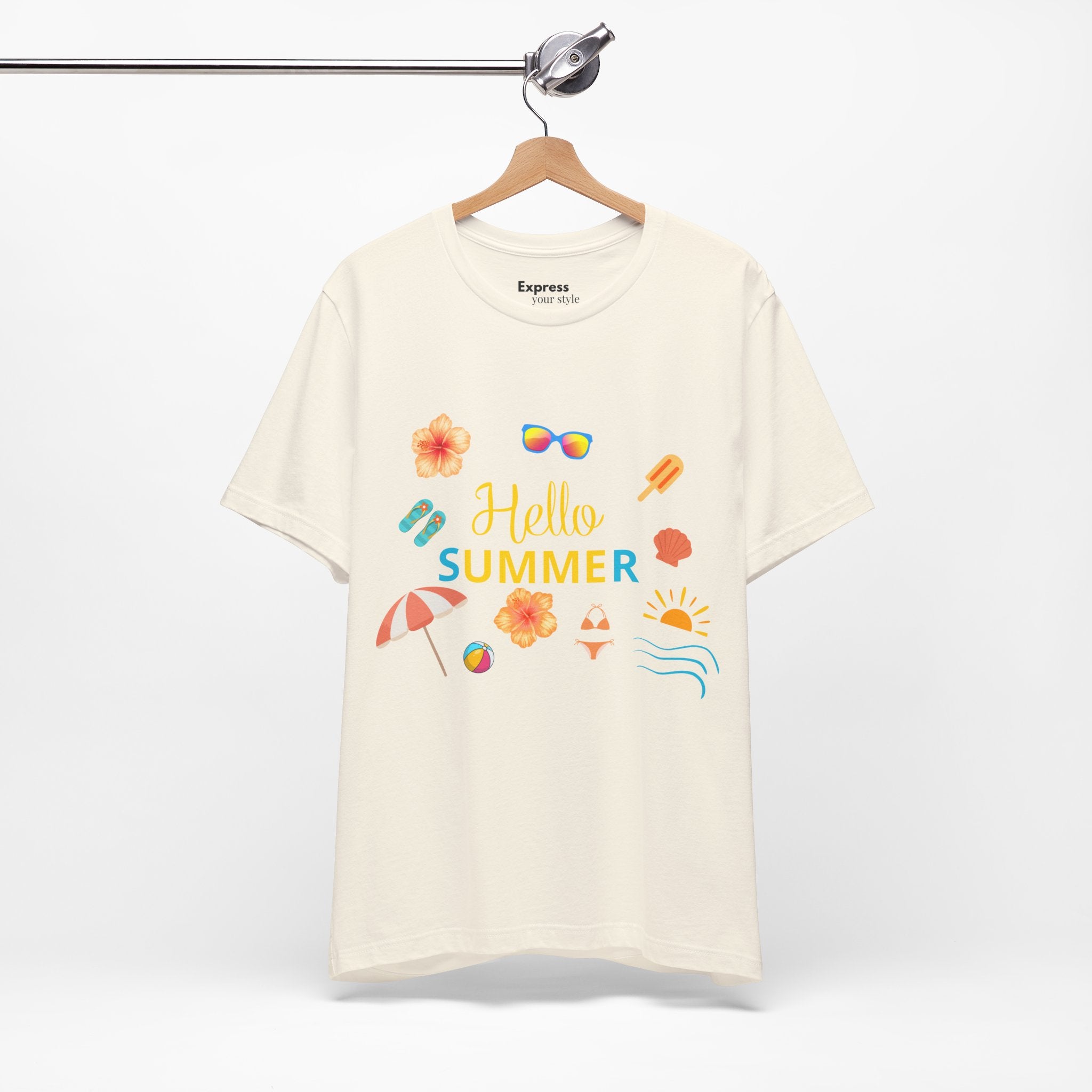 Hello Summer Graphic Tee – Beach Icons T‑Shirt