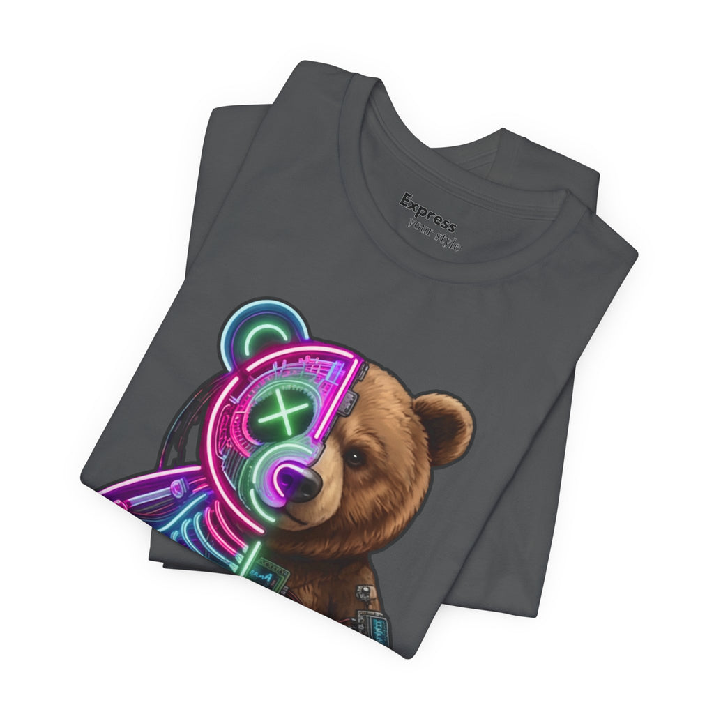 Dualcore Teddy T‑Shirt — Neon Cyberpunk Bear Graphic Tee