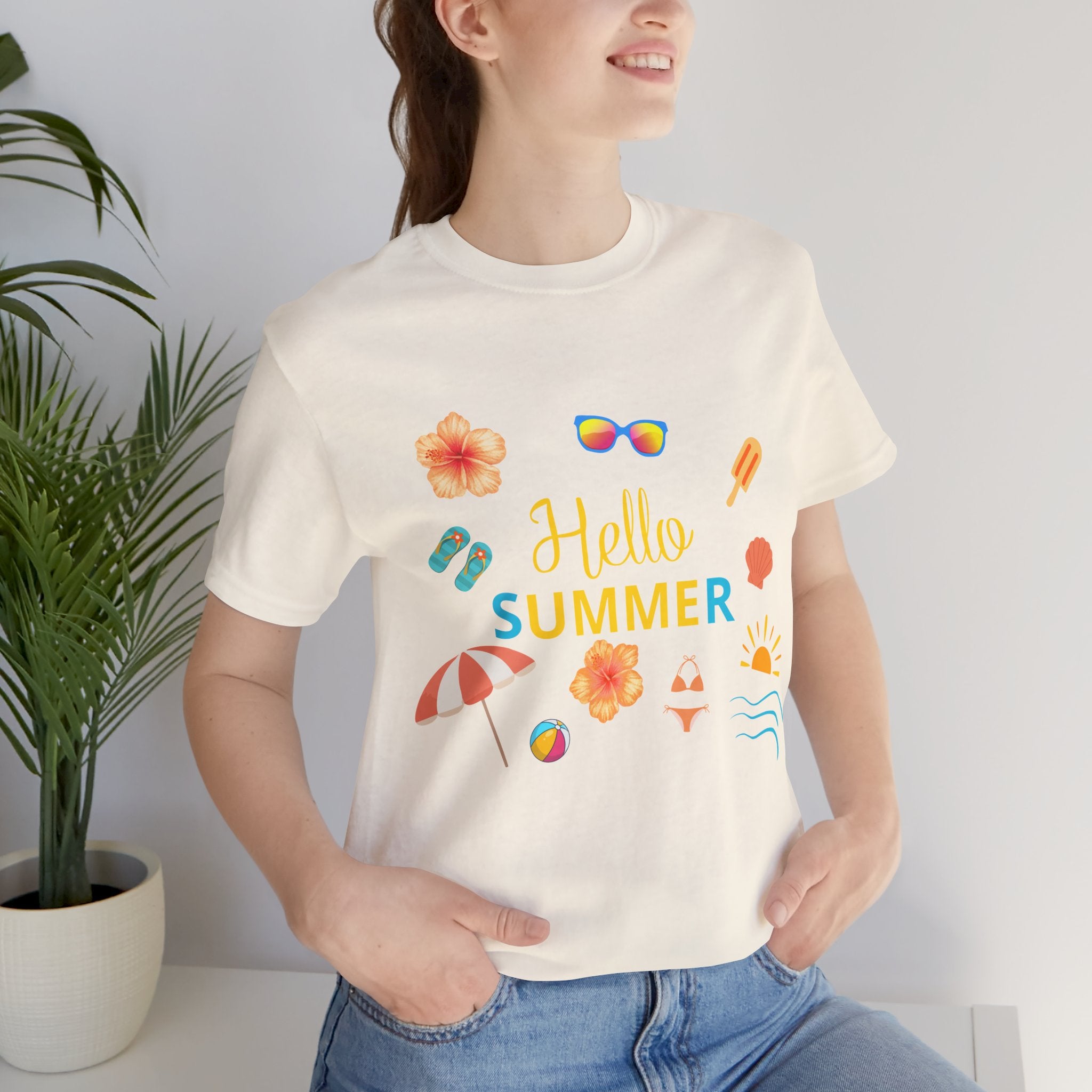Hello Summer Graphic Tee – Beach Icons T‑Shirt