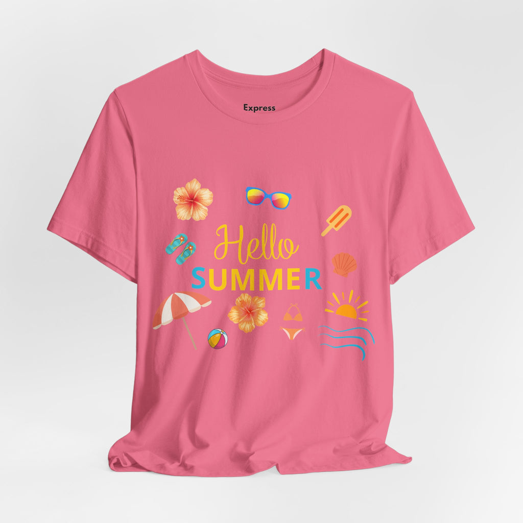 Hello Summer Graphic Tee – Beach Icons T‑Shirt