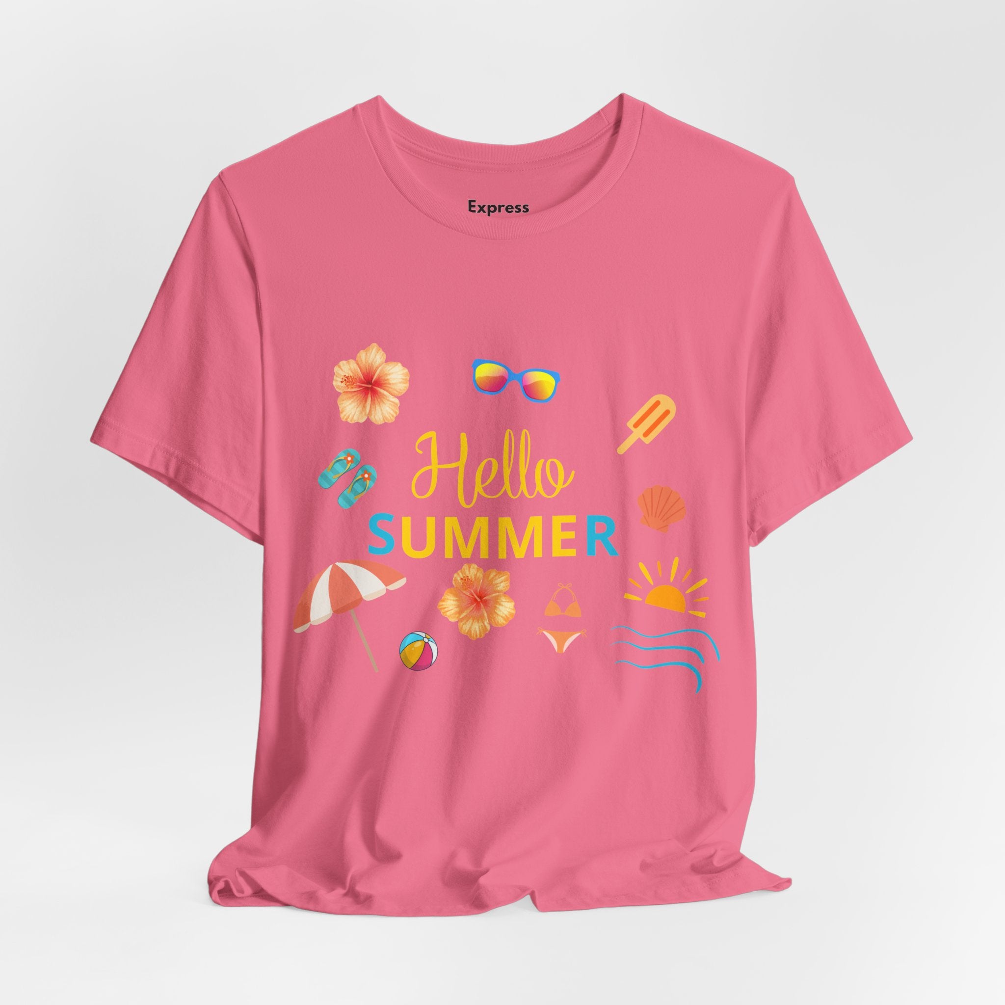 Hello Summer Graphic Tee – Beach Icons T‑Shirt