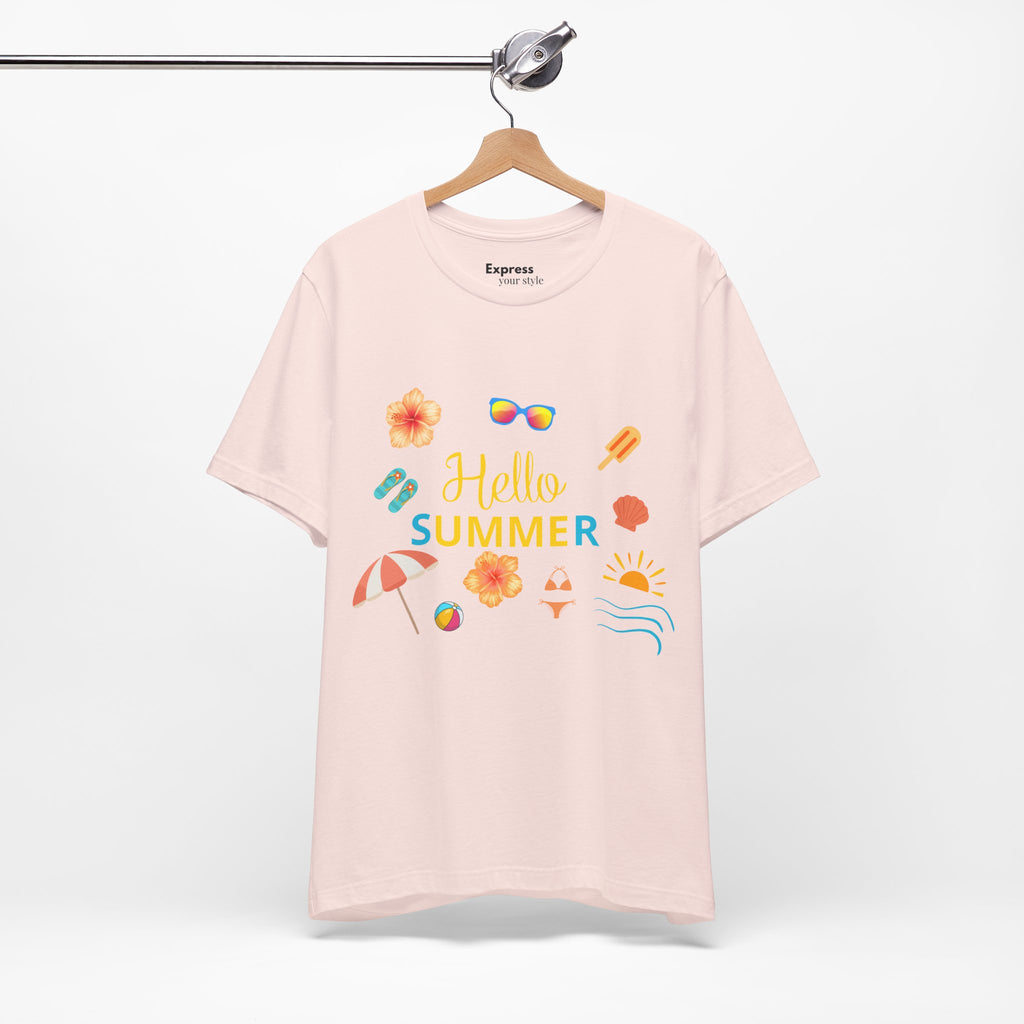 Hello Summer Graphic Tee – Beach Icons T‑Shirt