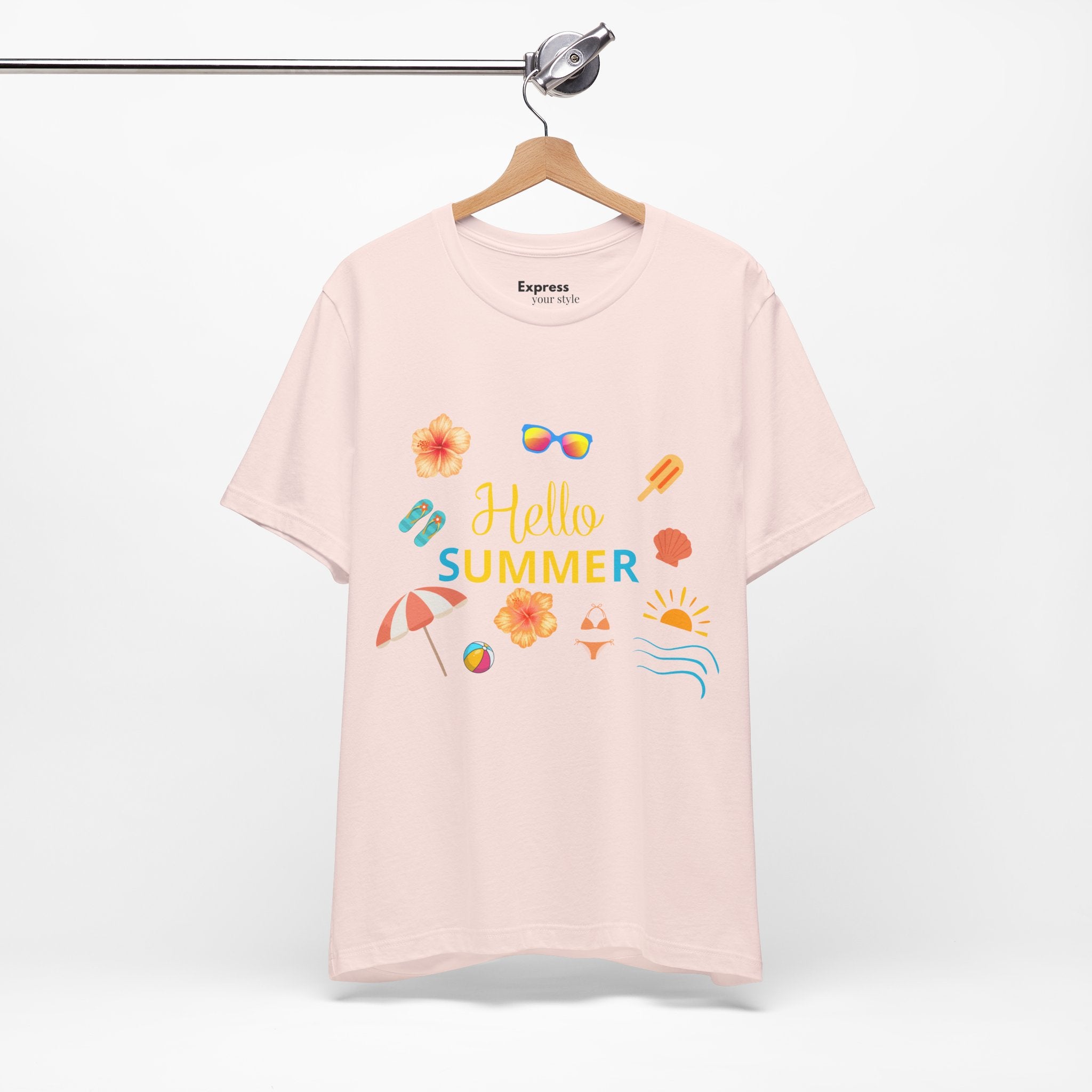 Hello Summer Graphic Tee – Beach Icons T‑Shirt